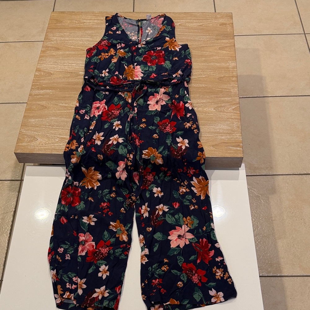 Old Navy Navy Floral Jumpsuit